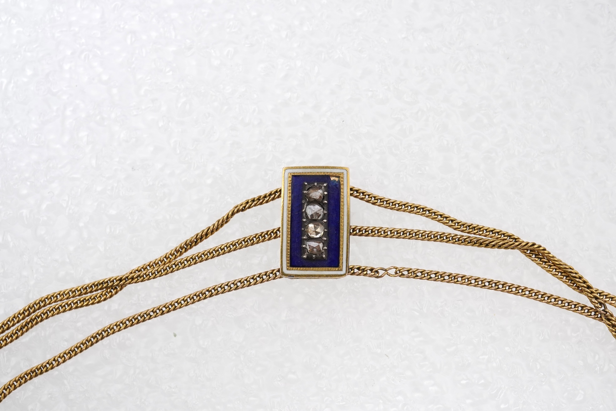An enamel, pearl and diamond necklace, 19th century, composite